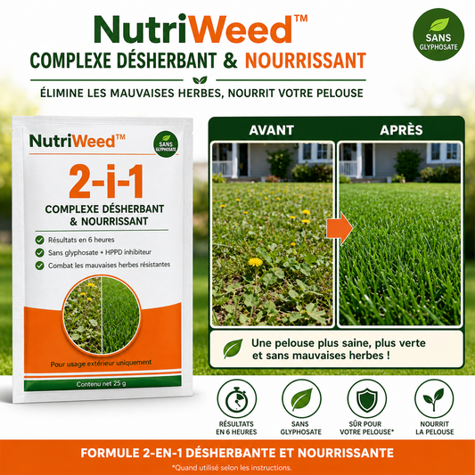 NutriWeed™ Complexe Désherbant & Nourrissant | Tuez les mauvaises herbes à la racine et densifiez votre pelouse dès aujourd'hui !