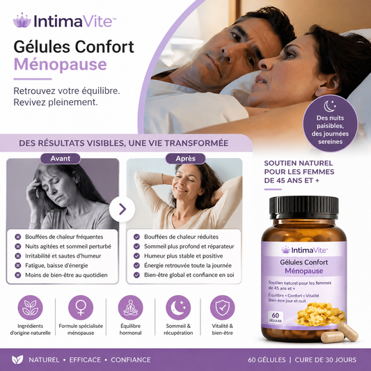 IntimaVite™ Gélules Confort Ménopause | Éliminez l'inconfort intime et ravivez votre désir !