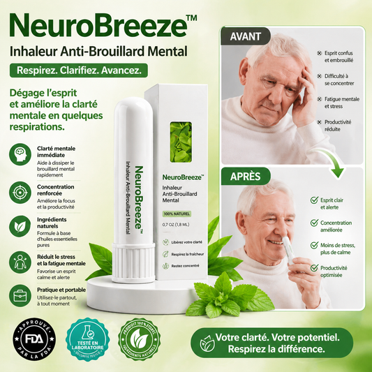 NeuroBreeze™ Inhaleur Anti-Brouillard Mental | Dissipez la fatigue cérébrale et retrouvez un esprit vif en 60 secondes chrono !
