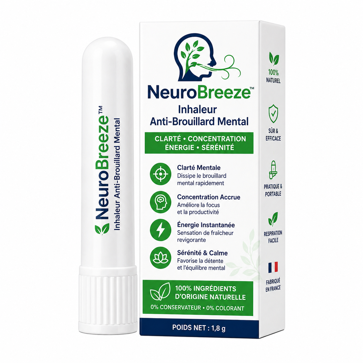 NeuroBreeze™ Inhaleur Anti-Brouillard Mental | Dissipez la fatigue cérébrale et retrouvez un esprit vif en 60 secondes chrono !