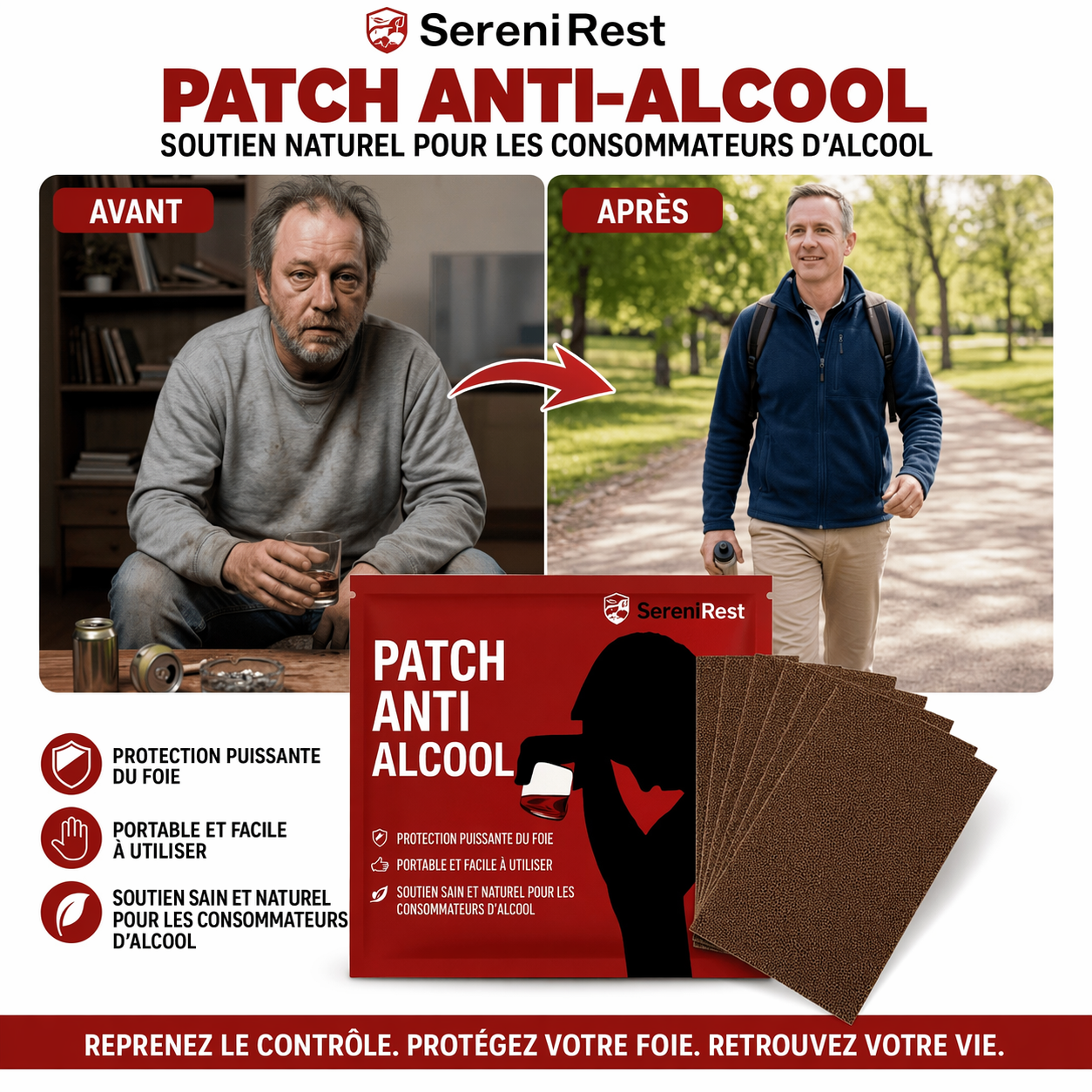 AlcoStop™ Patch Anti-Alcool | Stoppez les envies et reprenez le contrôle en 7 jours !