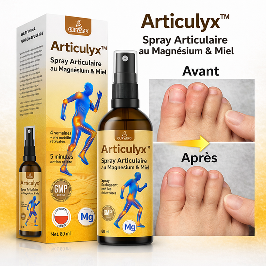Articulyx™ Spray Articulaire au Magnésium & Miel | Répare vos articulations douloureuses en 10 minutes !