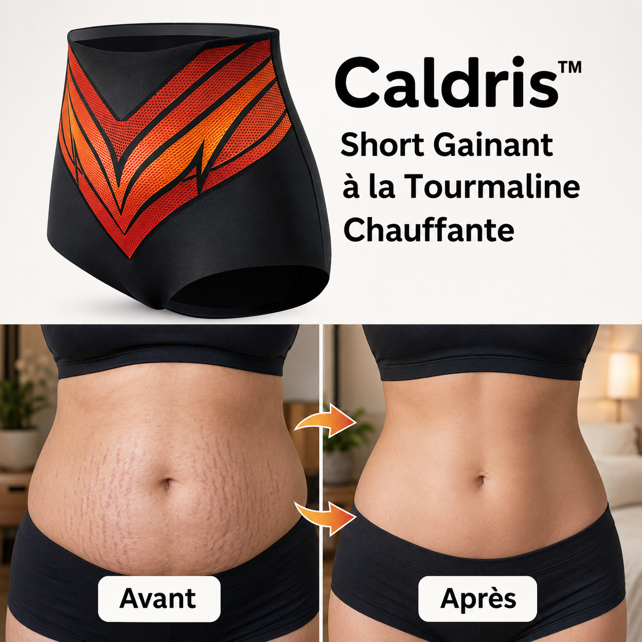 Caldris™ Short Gainant à la Tourmaline Chauffante | Brûlez votre graisse abdominale dès la première heure !