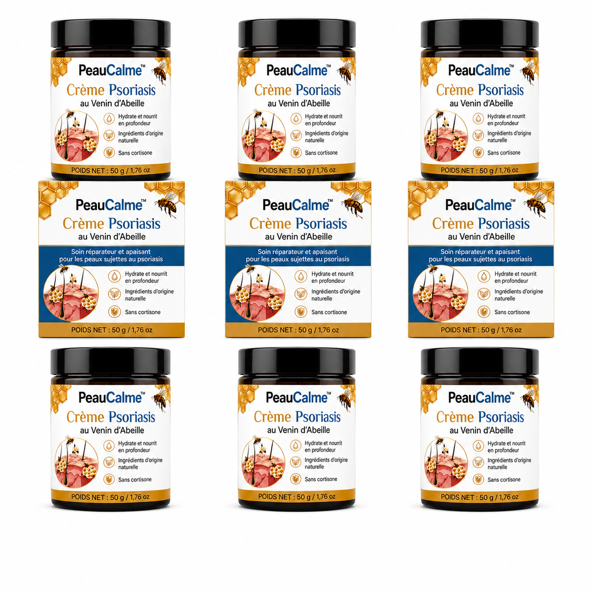 PeauCalme™ Crème Psoriasis au Venin d’Abeille | Stoppez les démangeaisons en 60 secondes, sans cortisone !