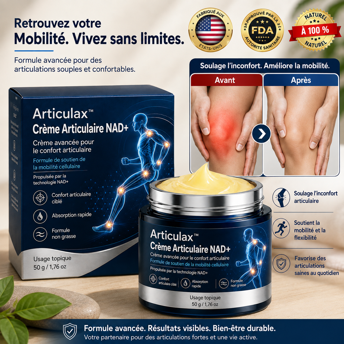 Articulax™ Crème Articulaire NAD+ | Soulage les articulations en 10 minutes!