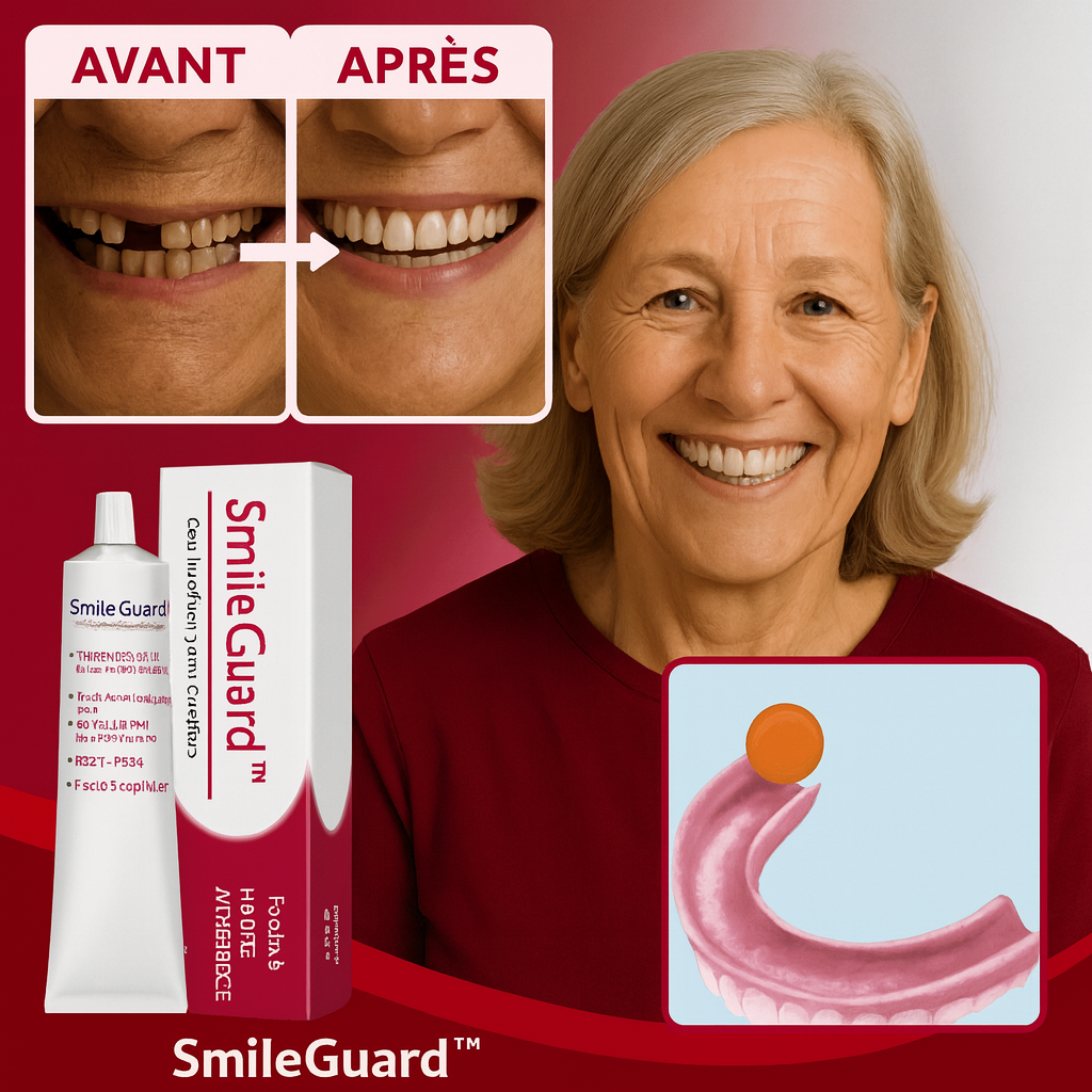 SmileGuard™ Gel Fixateur pour Dentiers | Fixe prothèses et dentiers en 30 secondes chrono!