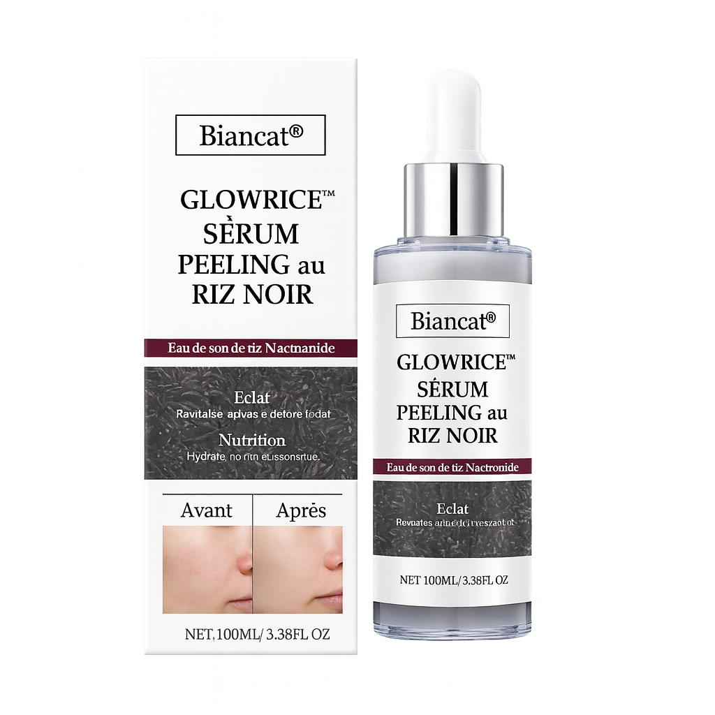 GlowRice™ Sérum Peeling au Riz Noir | Lisse et Illumine la Peau en 7 Jours!