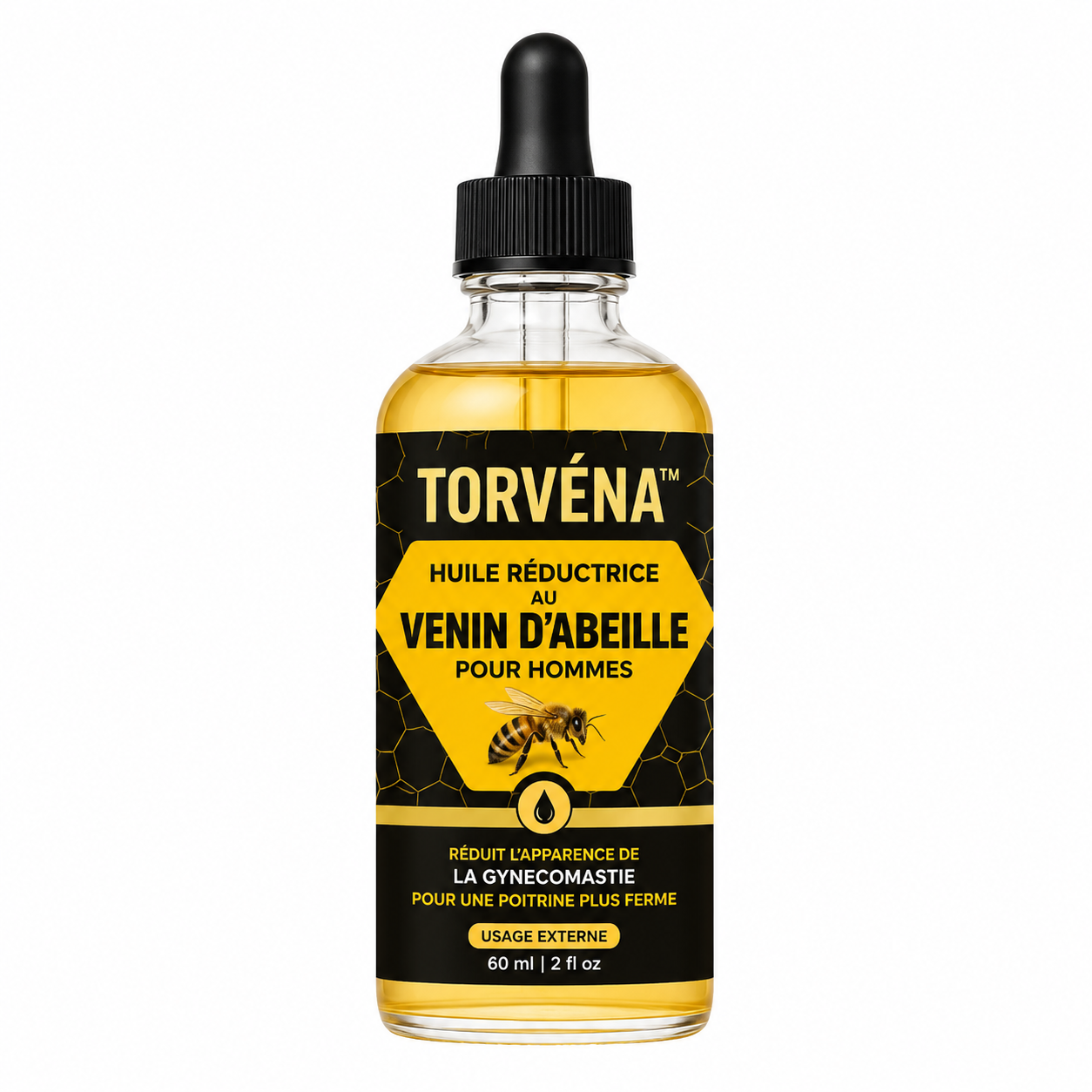 Torvéna™ Huile Réductrice au Venin d’Abeille | Élimine les seins masculins en 7 jours chrono!
