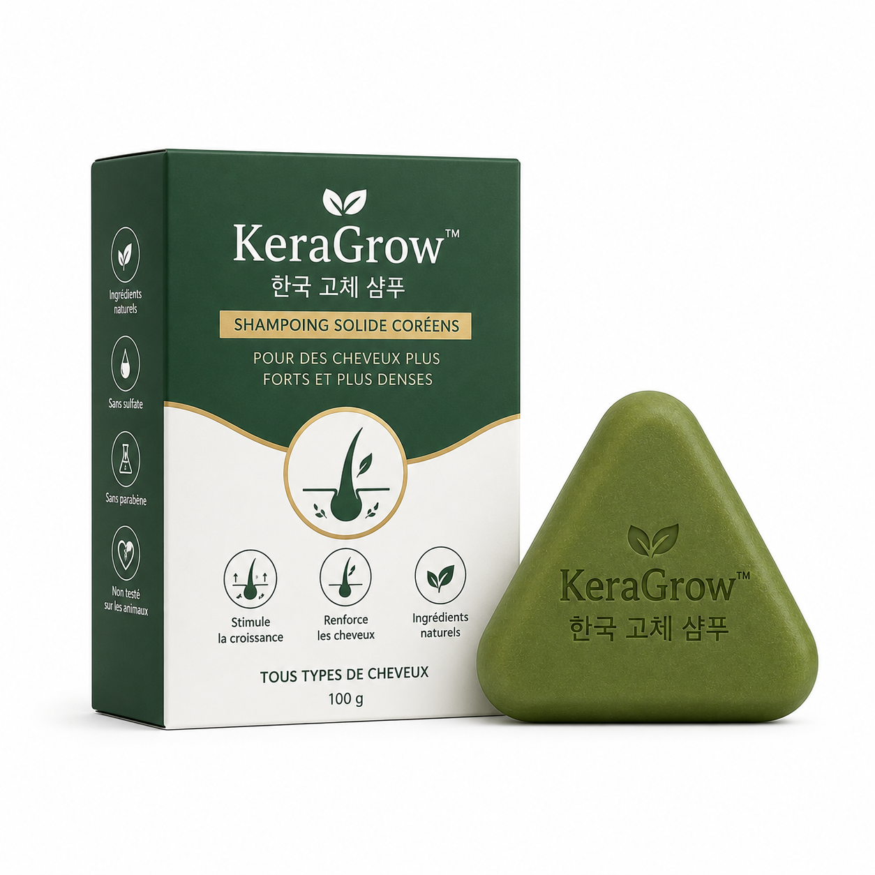 KeraGrow™ Shampoing Solide Coréens | Boostez la densité et stoppez les cheveux plats en 6 à 8 semaines !