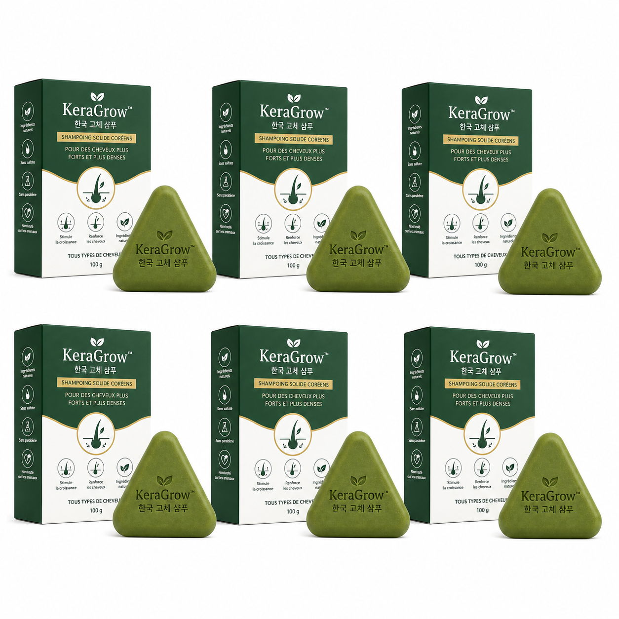 KeraGrow™ Shampoing Solide Coréens | Boostez la densité et stoppez les cheveux plats en 6 à 8 semaines !