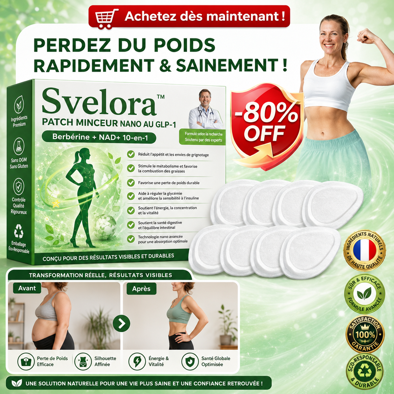 Svelora™ Patch Minceur Nano au GLP-1 | Perdez jusqu’à 7 kg en 7 jours sans régime ni effort !