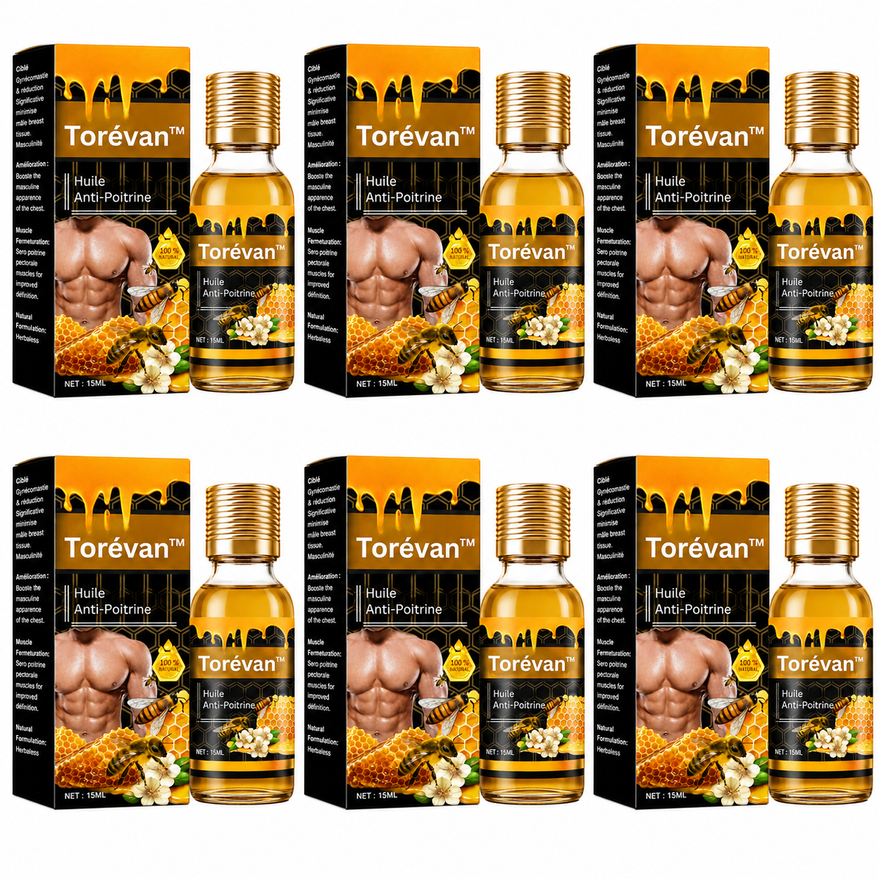 Torévan™ Huile Anti-Poitrine | Réduit la Poitrine chez les Hommes en 7 Jours, Sans Chirurgie!