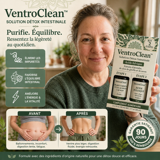 VentroClean™ Solution Détox Intestinale | Fini le ventre gonflé et la fatigue : digestion légère et énergie stable dès 2 semaines, avec jusqu’à 87% d’amélioration ressentie !