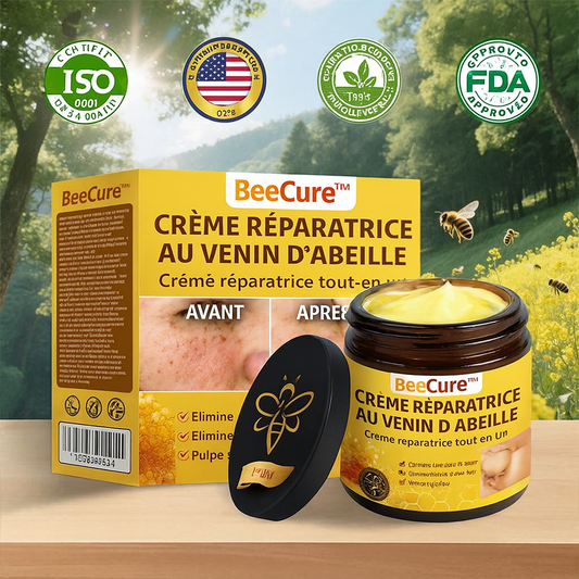 BeeCure™ Crème Réparatrice au Venin d’Abeille | Élimine eczéma, boutons et rougeurs dès la première application!