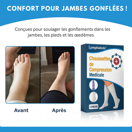 LymphaSocks™ Chaussettes de Compression Médicale | Dégonfle vos jambes et pieds en 15 minutes chrono!