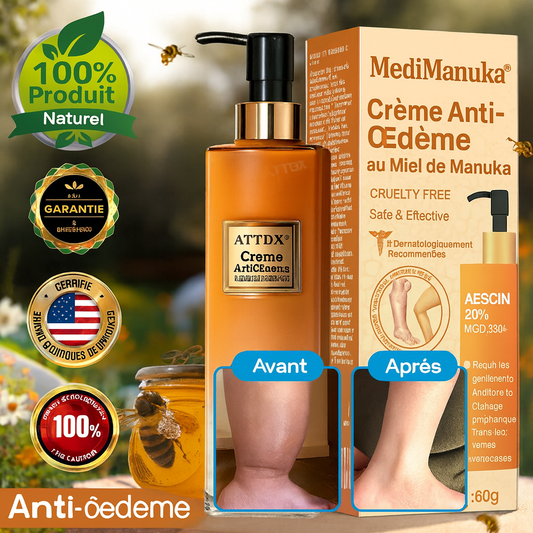 MediManuka™ Crème Anti-Œdème au Miel de Manuka | Réduit gonflements et douleurs en 10 minutes!