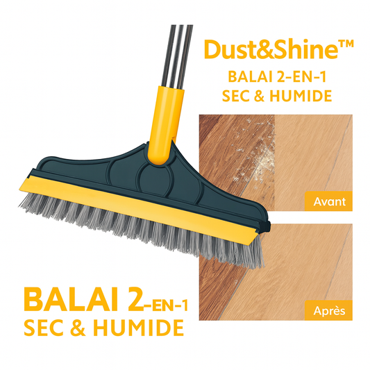 Dust&Shine™ Balai 2-en-1 Sec & Humide | Élimine poussière et saleté en un seul passage!
