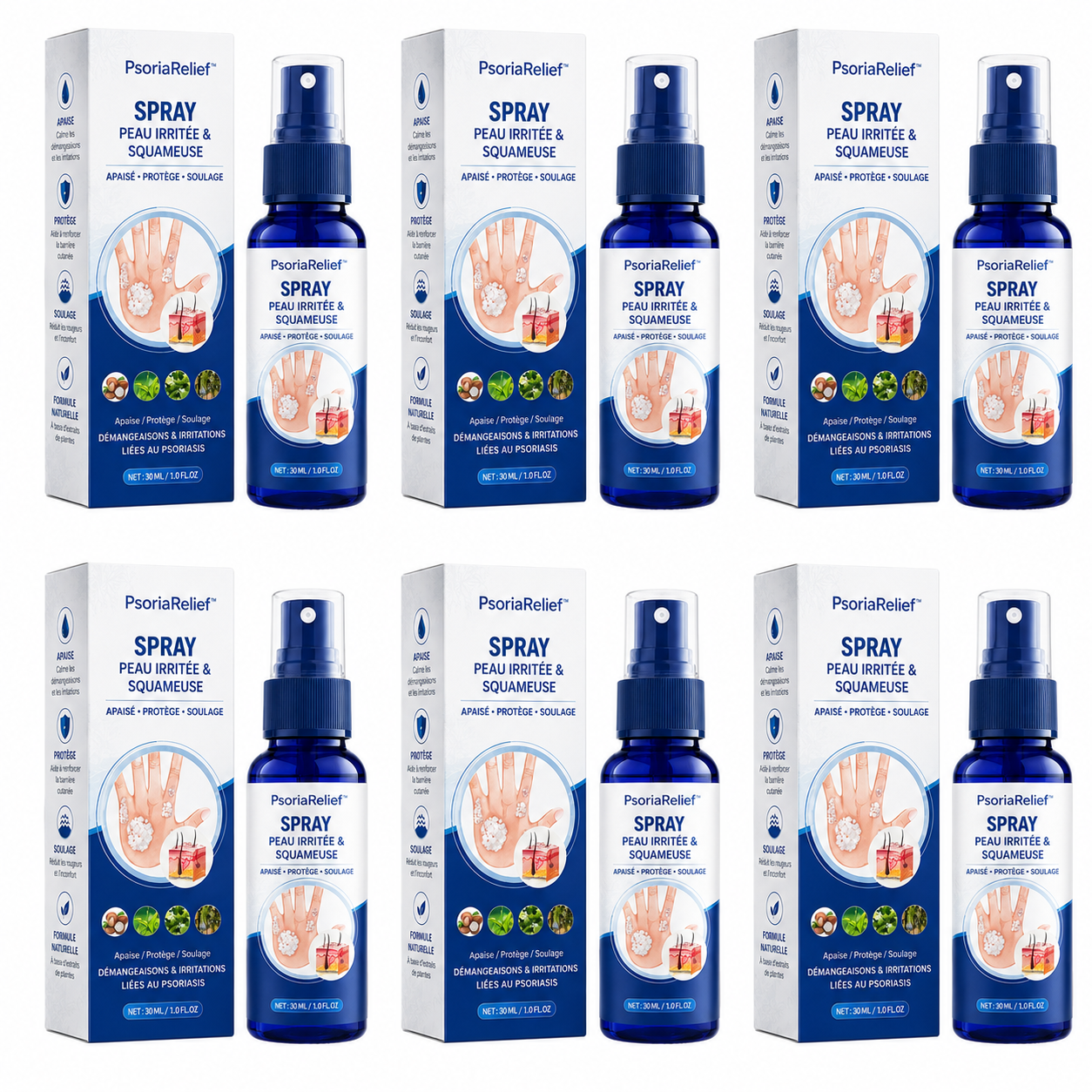 PsoriaRelief™ Spray Peau Irritée & Squameuse | Soulagez les démangeaisons sans frotter, sans coller, sans souffrir !