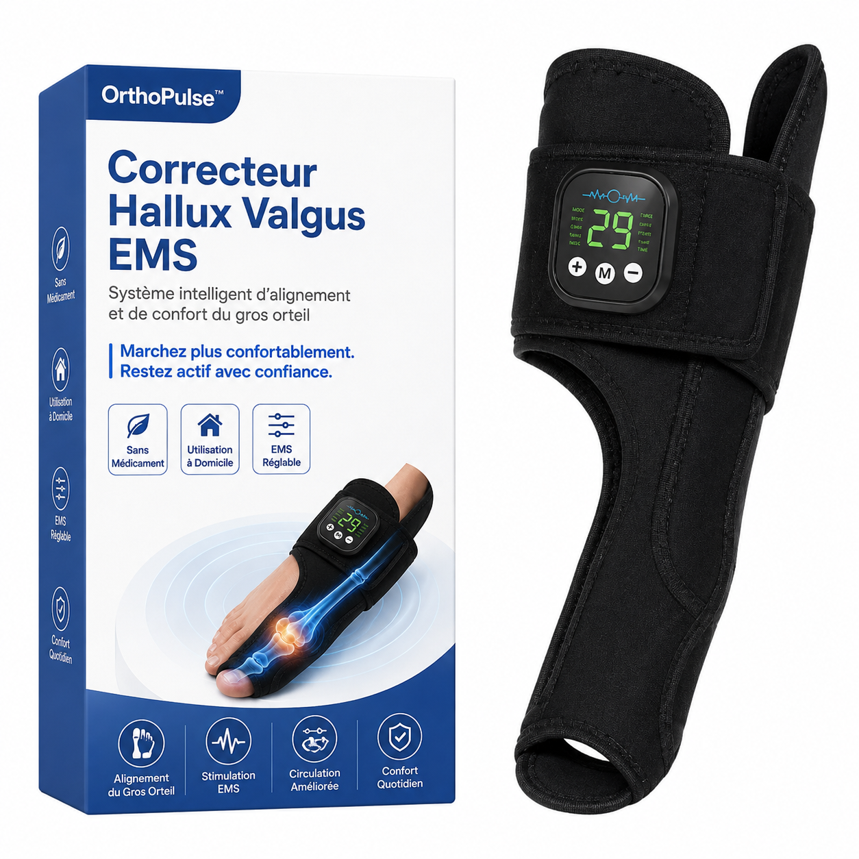 OrthoPulse™ Correcteur Hallux Valgus EMS | Soulagez la pression du gros orteil et marchez plus confortablement !