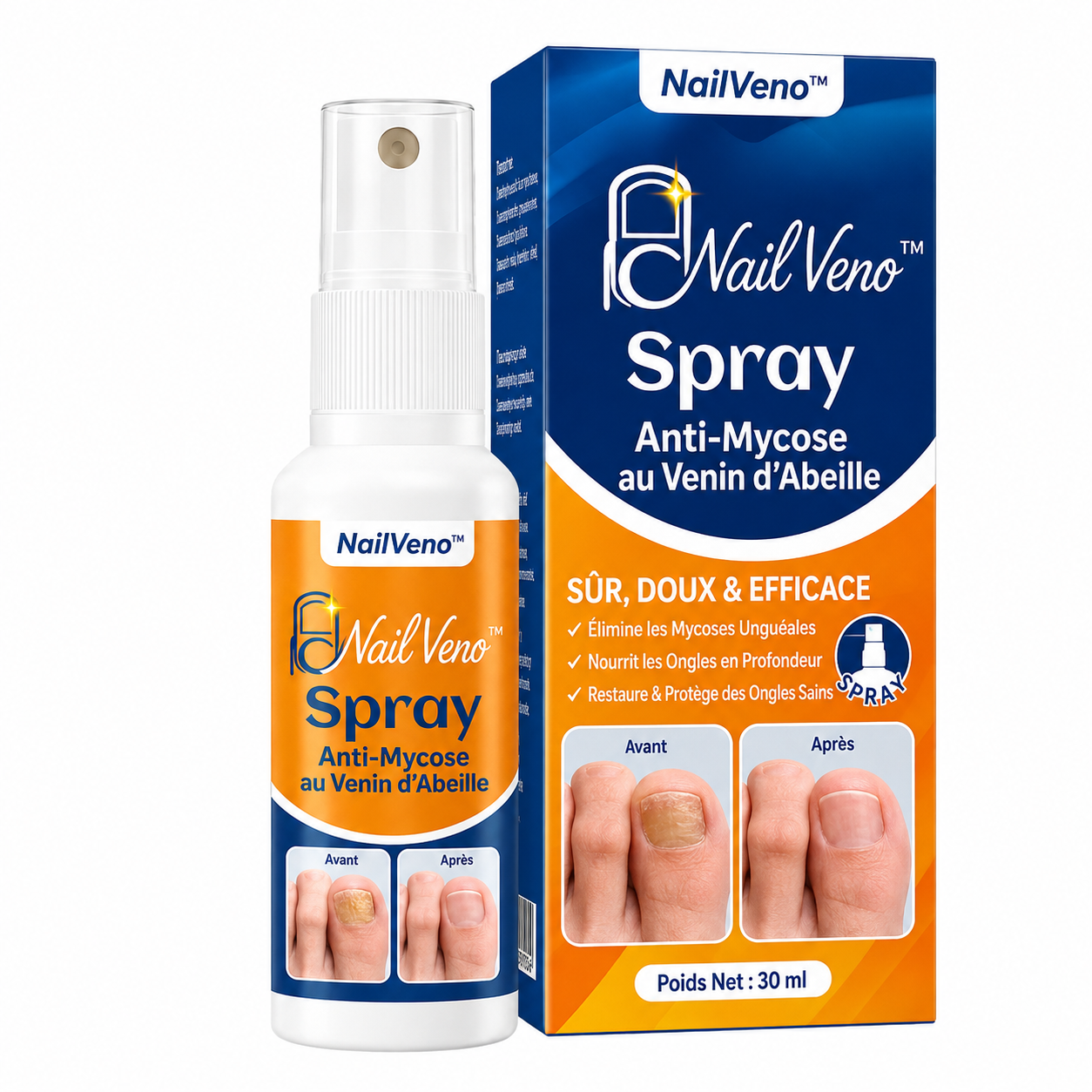 NailVeno™ Spray Anti-Mycose au Venin d’Abeille | Retrouvez des ongles nets, sains et forts dès 7 jours !