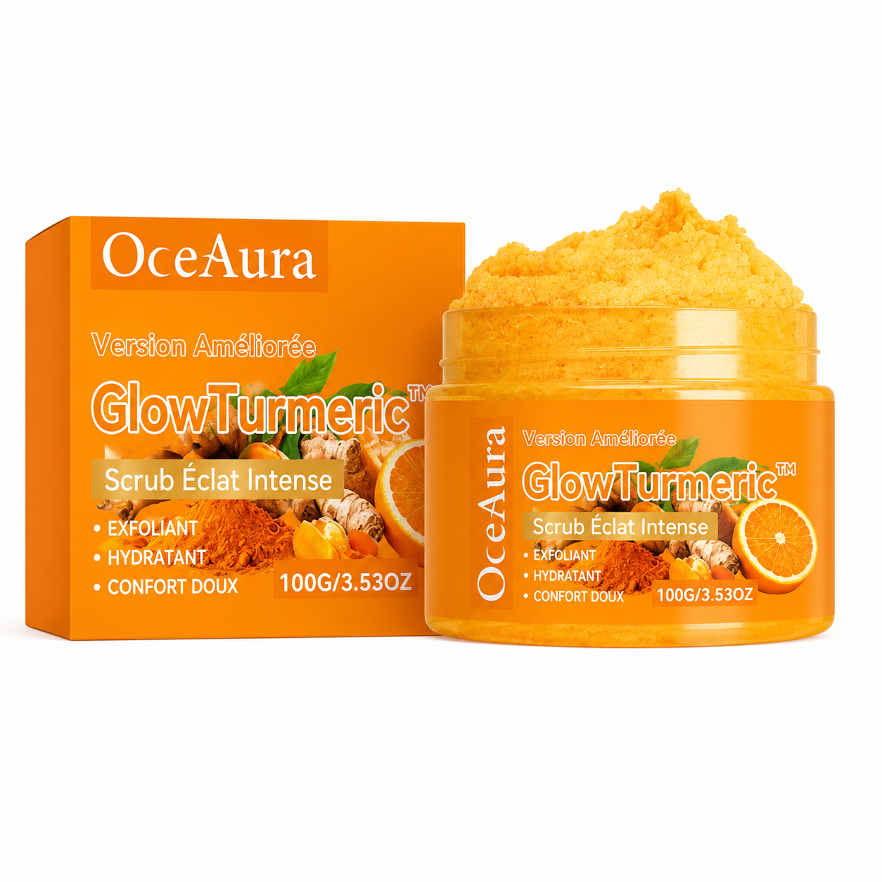 GlowTurmeric™ Scrub Éclat Intense | Exfolie les peaux mortes, lisse les zones rugueuses et révèle un glow doré en quelques minutes !