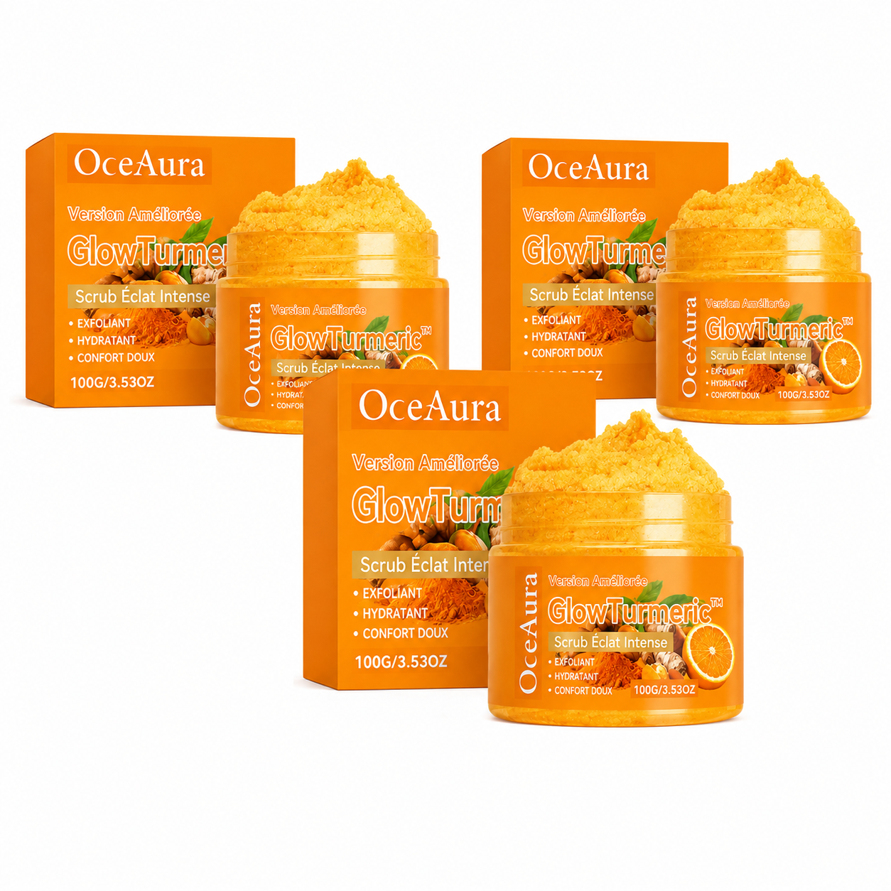 GlowTurmeric™ Scrub Éclat Intense | Exfolie les peaux mortes, lisse les zones rugueuses et révèle un glow doré en quelques minutes !