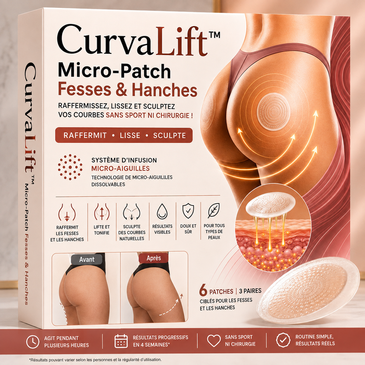 CurvaLift™ Micro-Patch Fesses & Hanches | Raffermissez, lissez et sculptez vos courbes sans sport ni chirurgie !