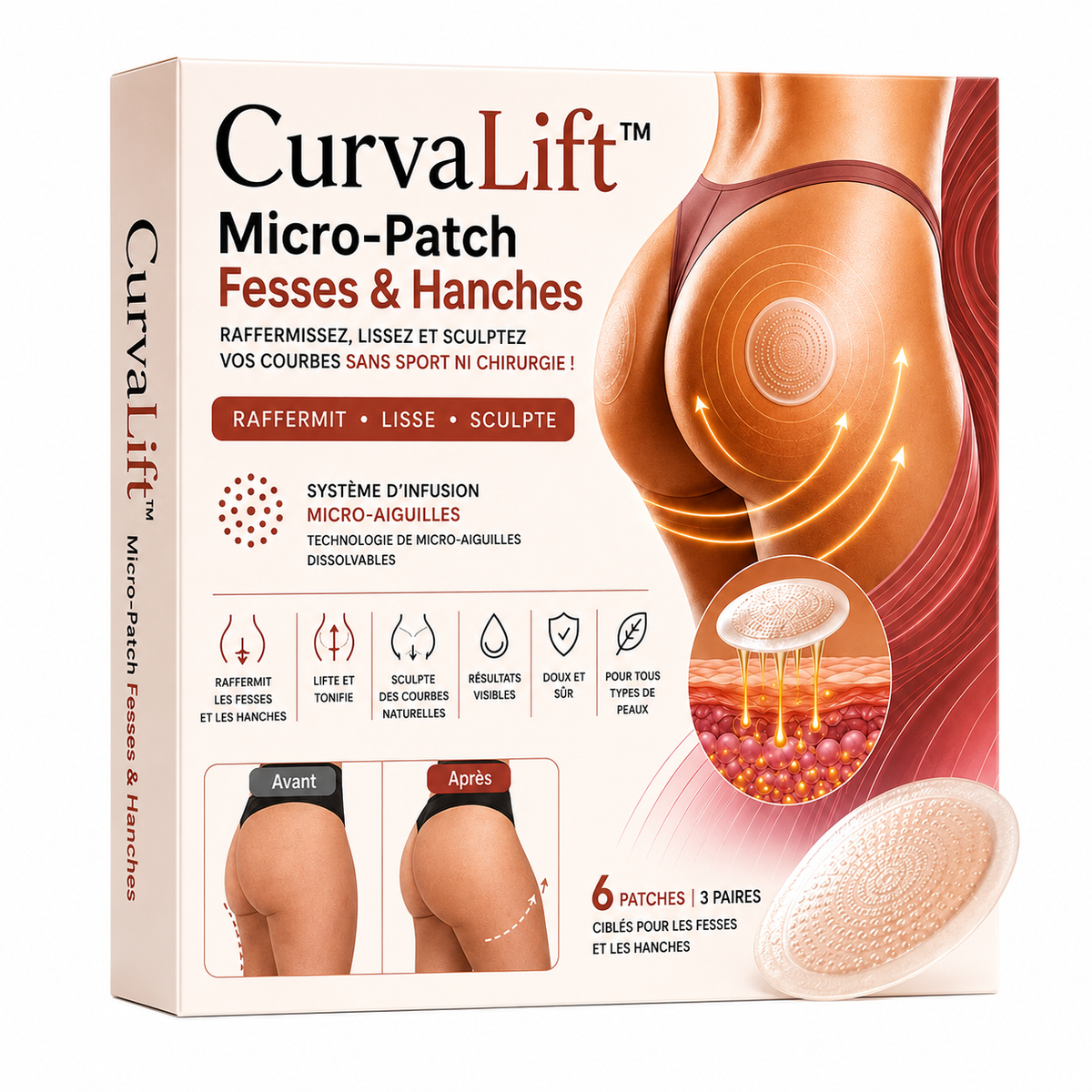 CurvaLift™ Micro-Patch Fesses & Hanches | Raffermissez, lissez et sculptez vos courbes sans sport ni chirurgie !