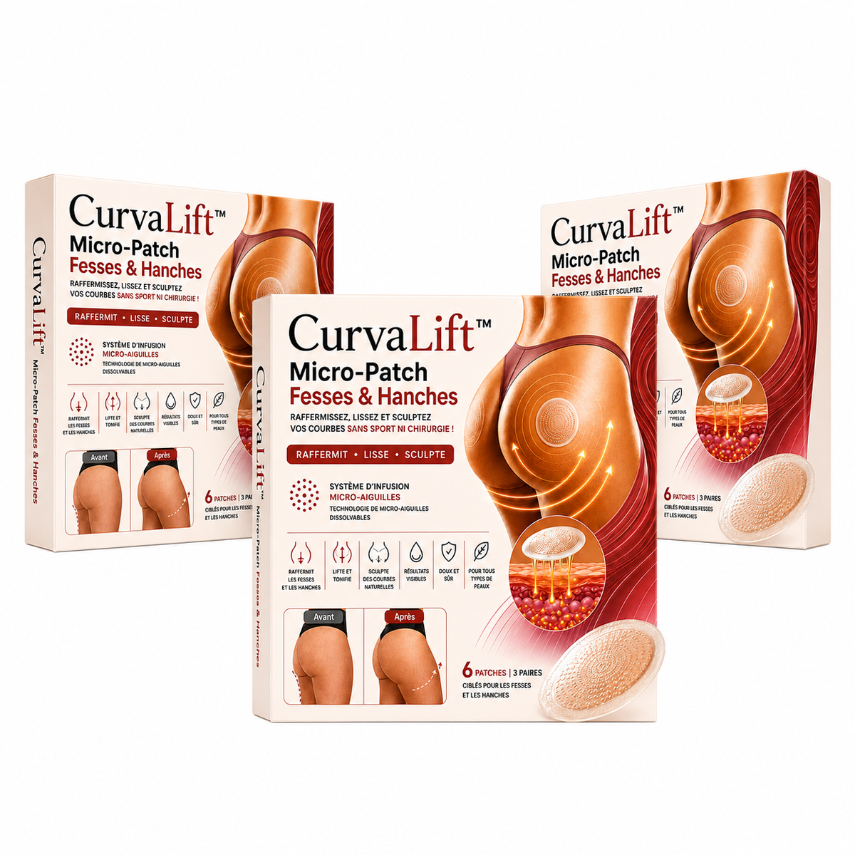 CurvaLift™ Micro-Patch Fesses & Hanches | Raffermissez, lissez et sculptez vos courbes sans sport ni chirurgie !