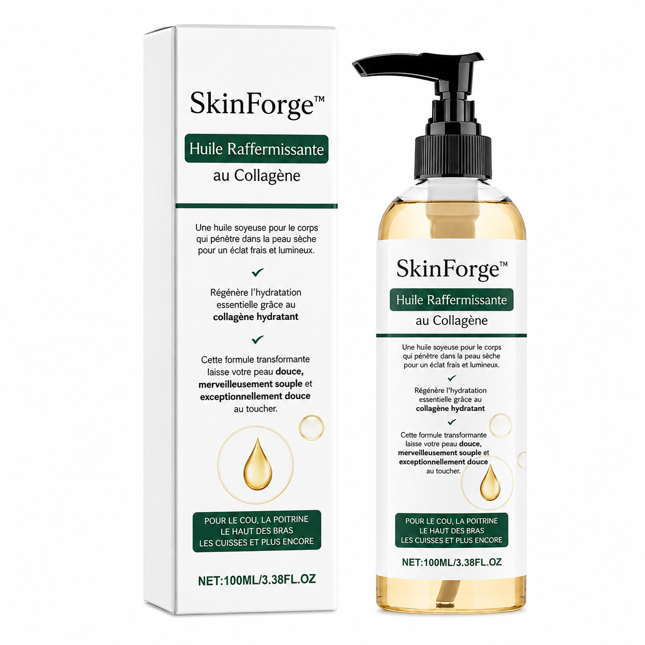 SkinForge™ Huile Raffermissante au Collagène | Retendez la peau relâchée et retrouvez un corps plus lisse en 7 jours !