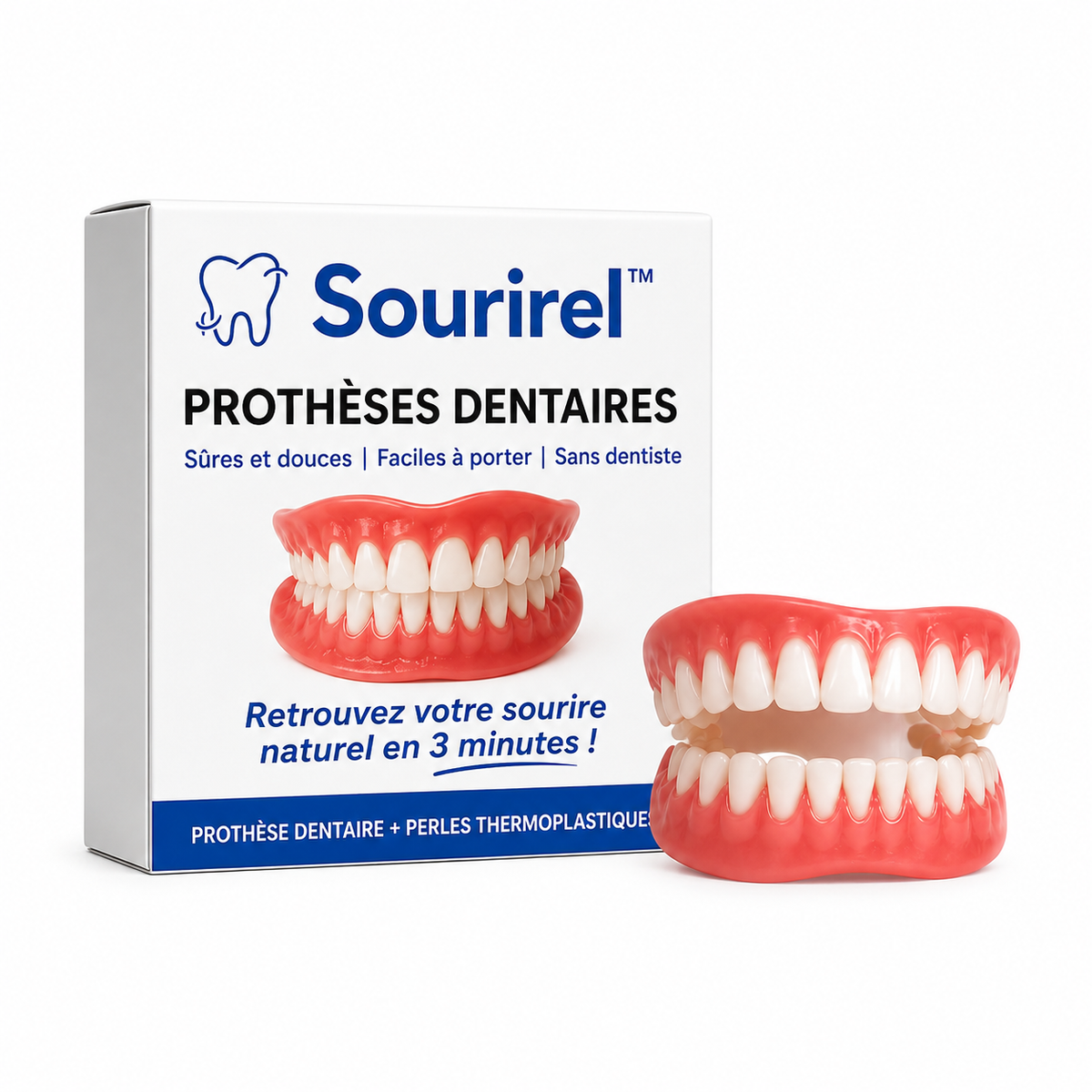 Sourirel™ Prothèses dentaires | Retrouvez votre sourire naturel en 3 minutes !