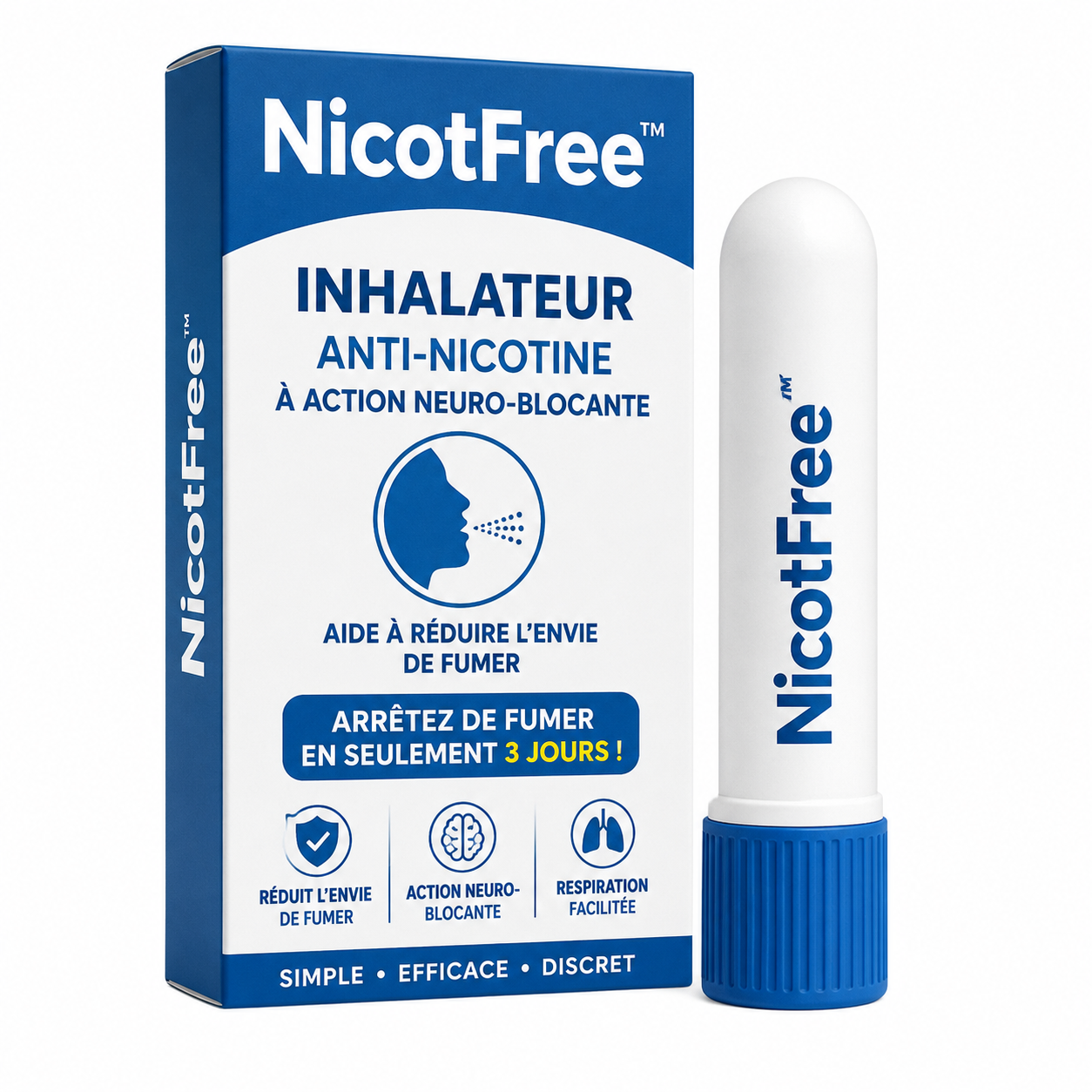 NicotFree™ Inhalateur Anti-Nicotine à Action Neuro-Blocante | Arrêtez de fumer en seulement 3 jours !