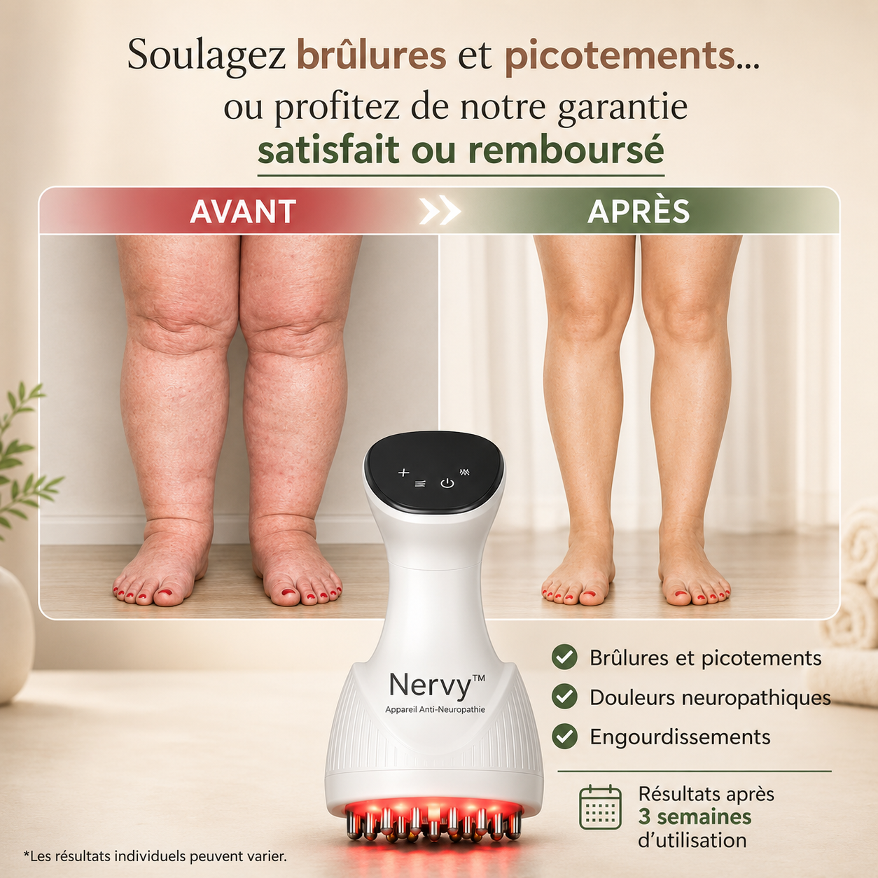 Nervy™ Appareil Anti-Neuropathie | Éliminez brûlures et picotements en 3 minutes !