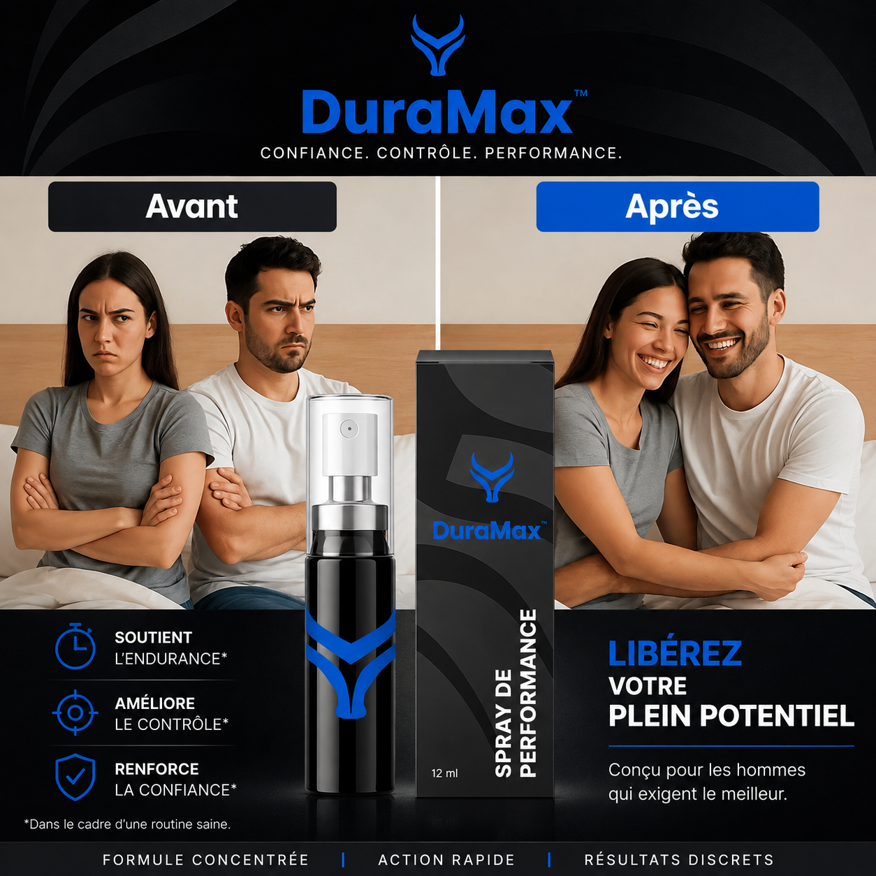 DuraMax™ Spray Performance Masculine | Tenez plus longtemps et reprenez le contrôle en 5 minutes, sans pilules ni injections !