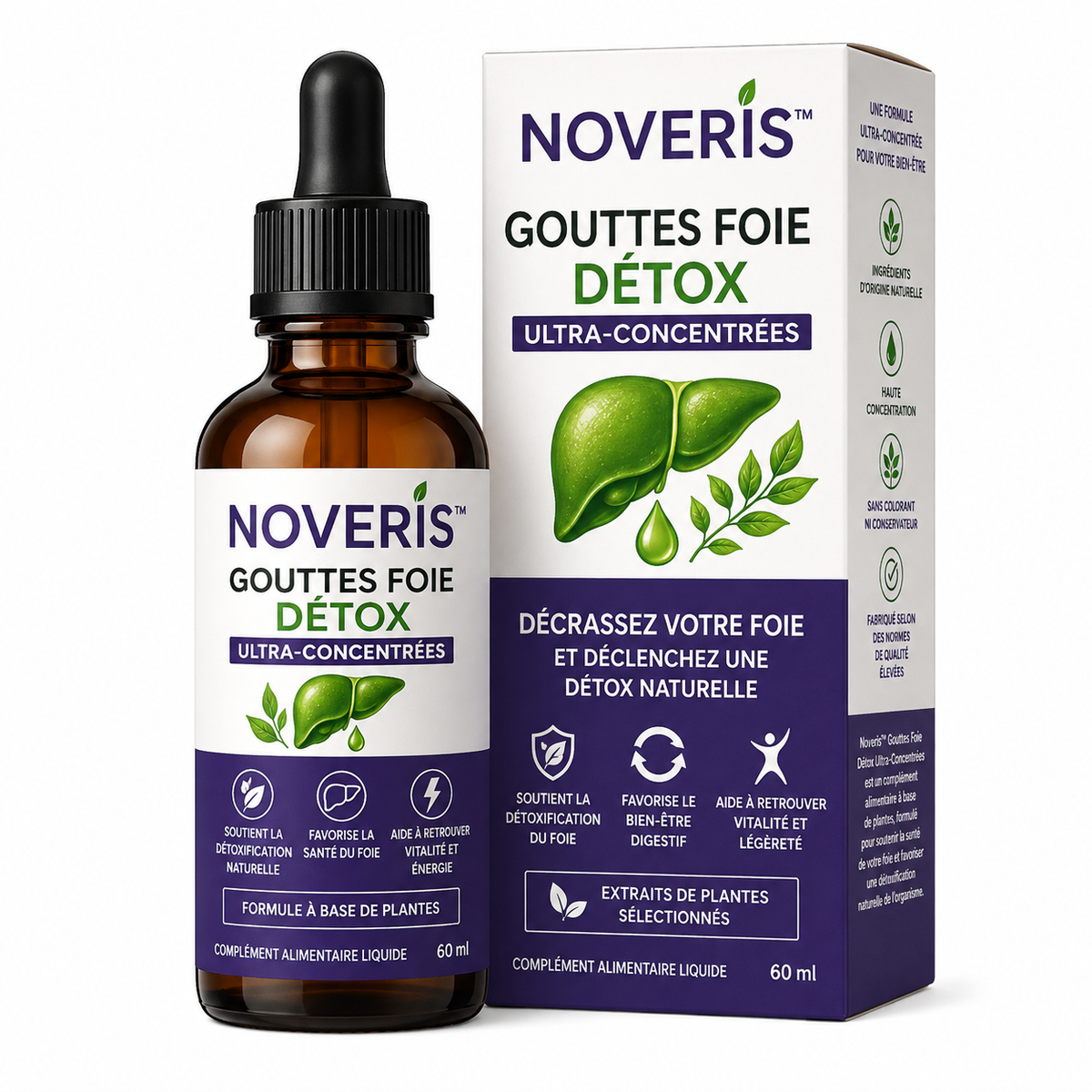 Noveris™ Gouttes Foie Détox Ultra-Concentrées | Décrassez votre foie et déclenchez une perte de 5 kg en 7 jours !