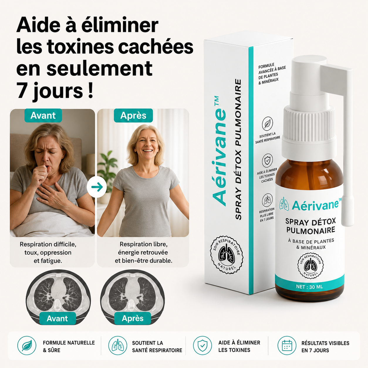 Aérivane™ Spray Détox Pulmonaire | Expulse 99% des toxines cachées en seulement 7 jours!