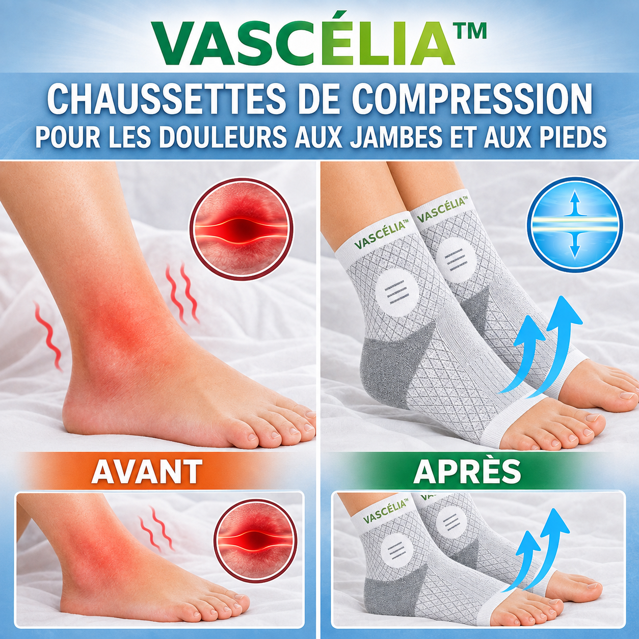 Vascélia™ Chaussettes de compression | Soulage les articulations en 10 minutes !