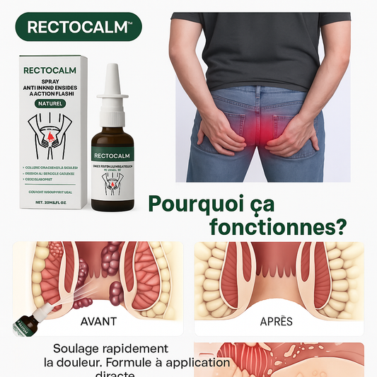 RectoCalm™ Spray Anti-Hémorroïdes à Action Flash | Stoppez brûlures et démangeaisons en 30 secondes!