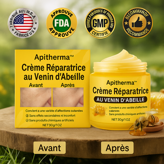 Apitherma™ Crème Réparatrice au Venin d’Abeille | Efface rides, rougeurs et imperfections en 3 minutes!