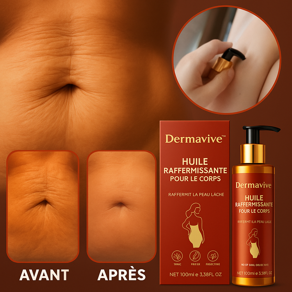 Dermavive™ Huile Raffermissante pour le corps | Obtenez une peau 98 % plus ferme en seulement 24 heures!