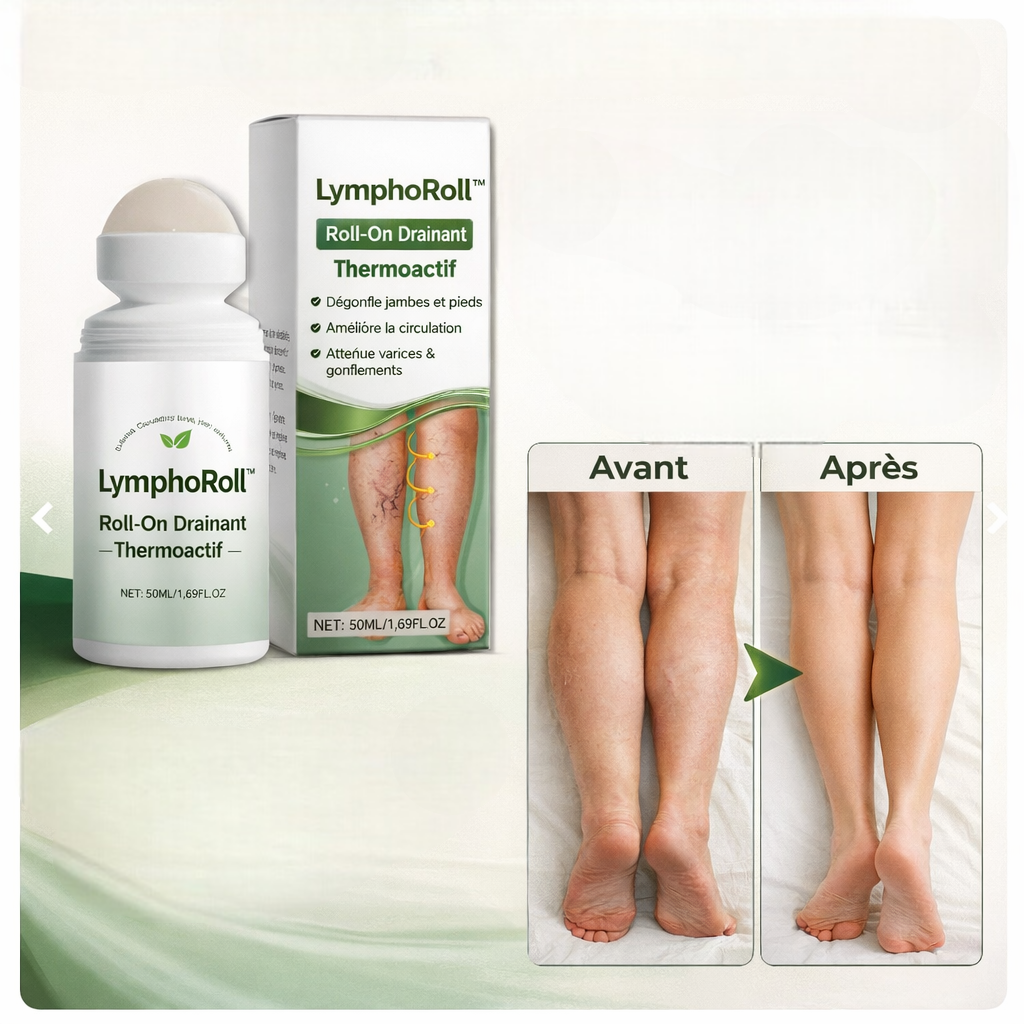 LymphoRoll™ Roll-On Drainant Thermoactif | Dégonflez jambes et chevilles en 8 minutes chrono !