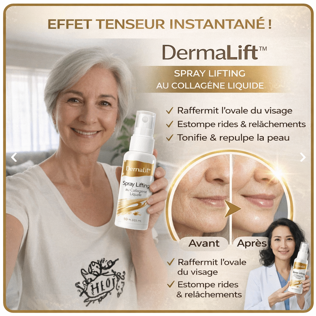 DermaLift™ Spray Lifting au Collagène Liquide | Raffermit, lifte et revitalise la peau relâchée jusqu’à 98 % en 24 heures !
