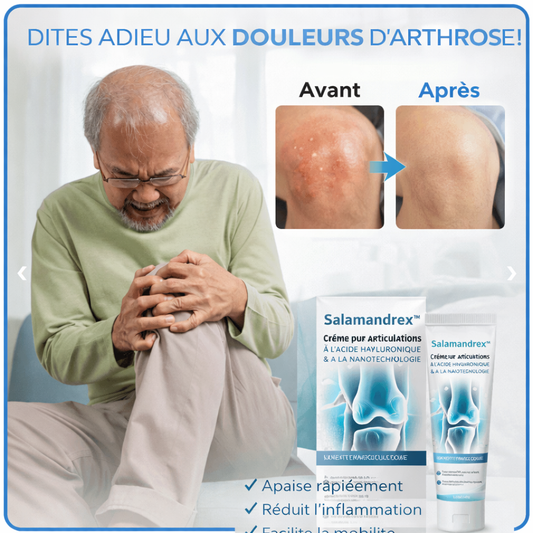Salamandrex™ Crème pour articulations à l'acide hyaluronique | Soulage la douleur de l'arthrose en seulement 2 minutes!