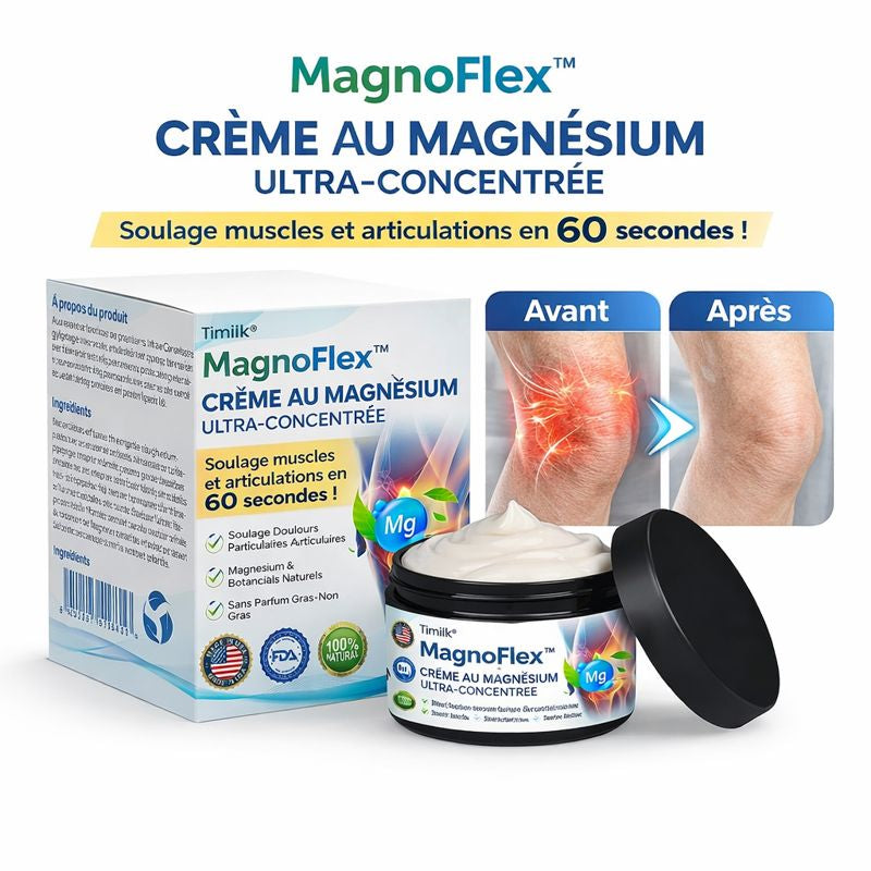 MagnoFlex™ Crème au Magnésium Ultra-Concentrée | Soulage muscles et articulations en 60 secondes !