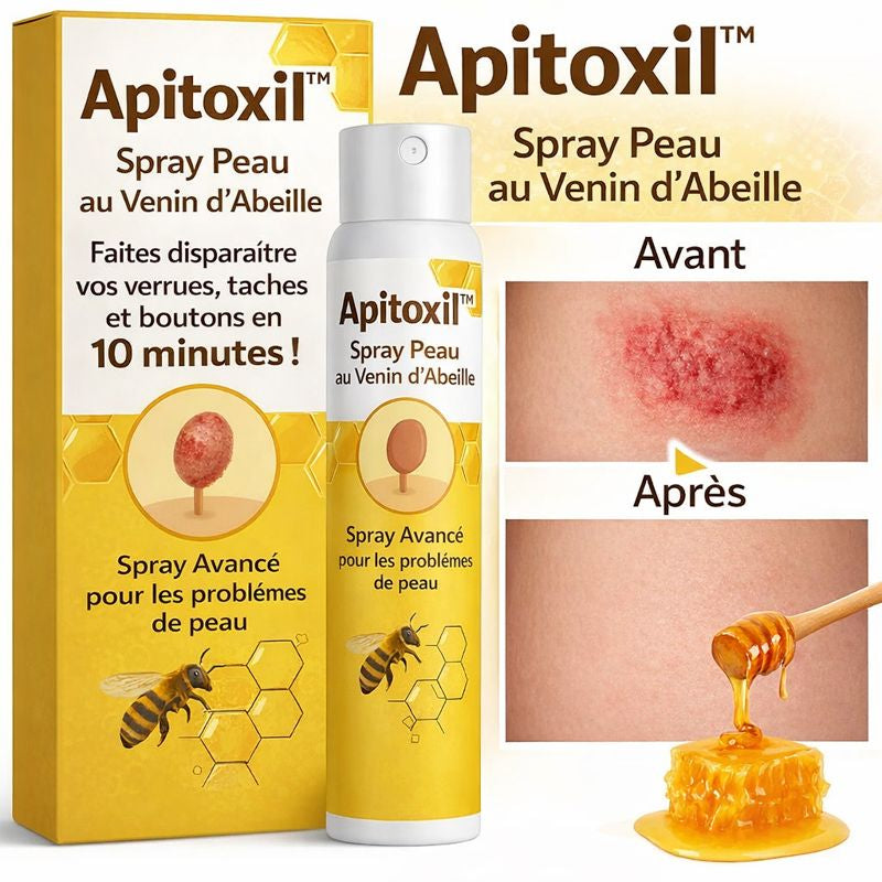 Apitoxil™ Spray Peau au Venin d’Abeille | Faites disparaître vos verrues, taches et boutons en 10 minutes !