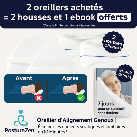 PosturaZen™ Oreiller d'Alignement Genoux | Éliminez les douleurs sciatiques et lombaires en 10 Minutes!