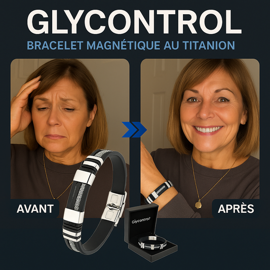 Glycontrol™ Bracelet Magnétique au TitanION | Faites chuter votre glycémie de 72 % en 7 jours sans médicament!