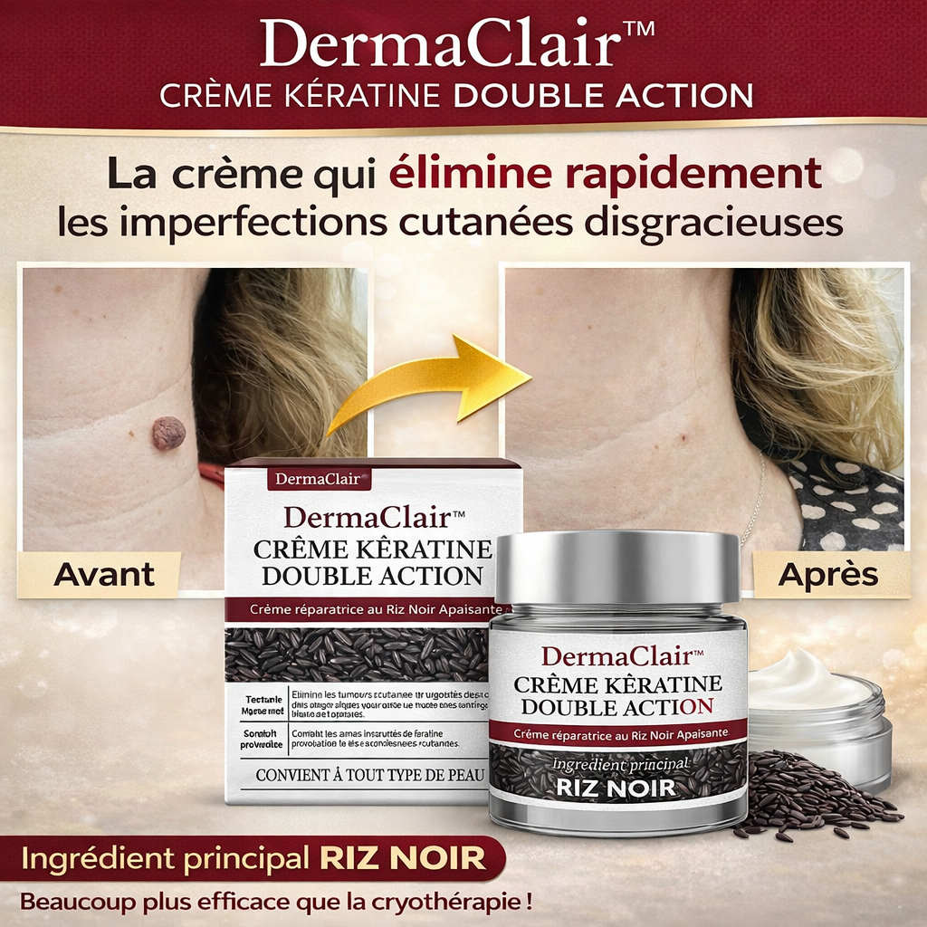 DermaClair™ Crème Kératine Double Action | Effacez rides, taches et peau abîmée en quelques minutes !