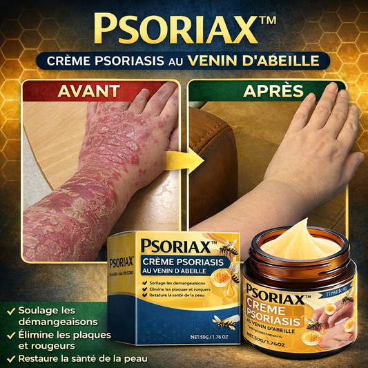 Psoriax™ Crème Psoriasis au Venin d’Abeille | Éliminez plaques, démangeaisons et rougeurs en quelques minutes !
