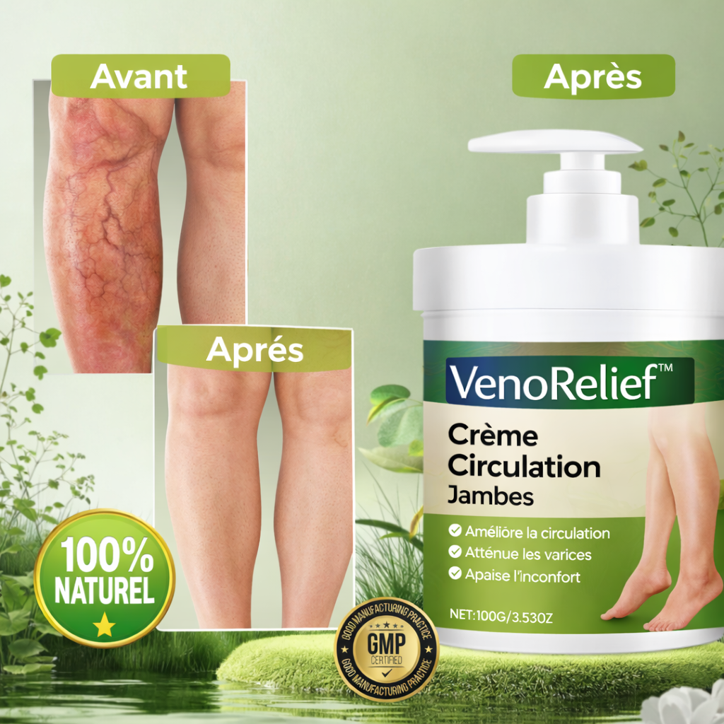 VenoRelief™ Crème Circulation Jambes | Éliminez jambes lourdes, douleurs et gonflements en 3 minutes !